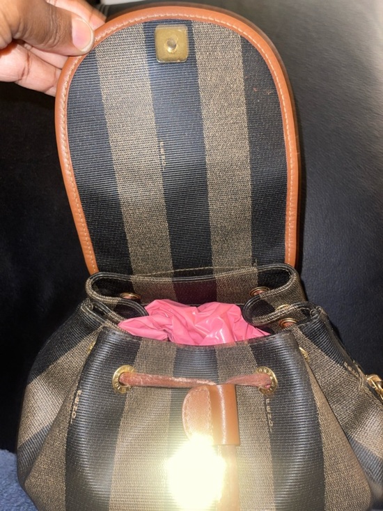Fendi Vintage Pecan Striped Pequin Coated Canvas Small Backpack main image 16